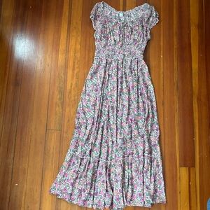 Romantic floral maxi dress S EUC boho